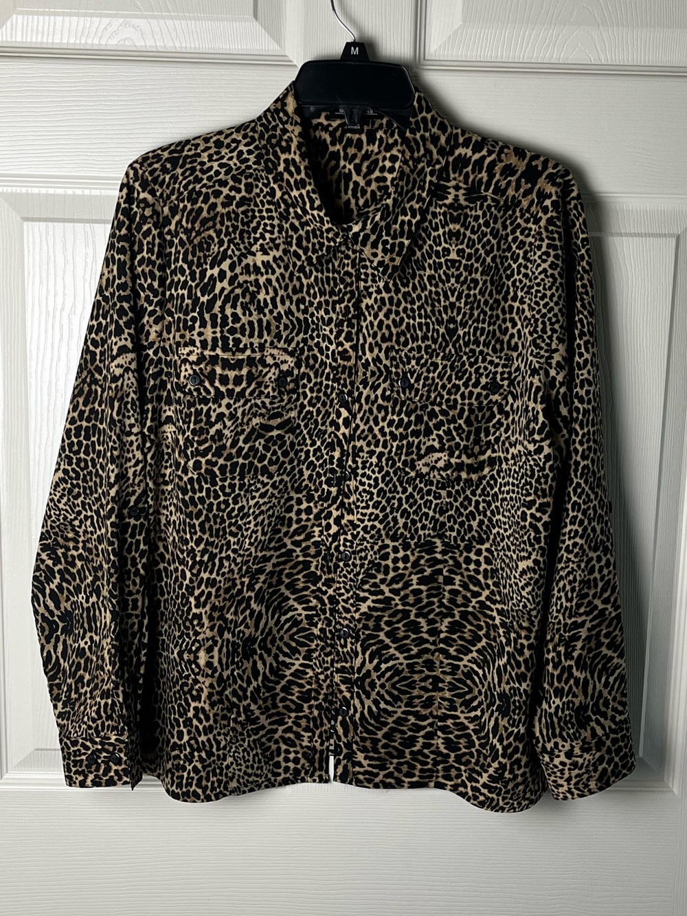 Notations Leopard Print Blouse - Black & Tan
